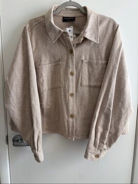 NWT Lane Bryant Beige Cream Utility Preppy w/side pockets Shacket SZ 18/20